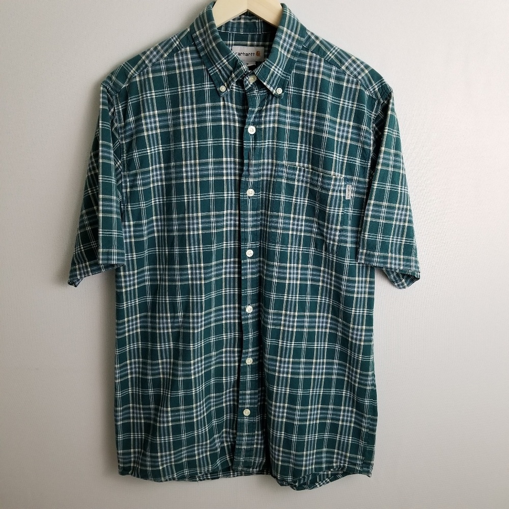 Carhartt plaid short sleeve button down shirt mens